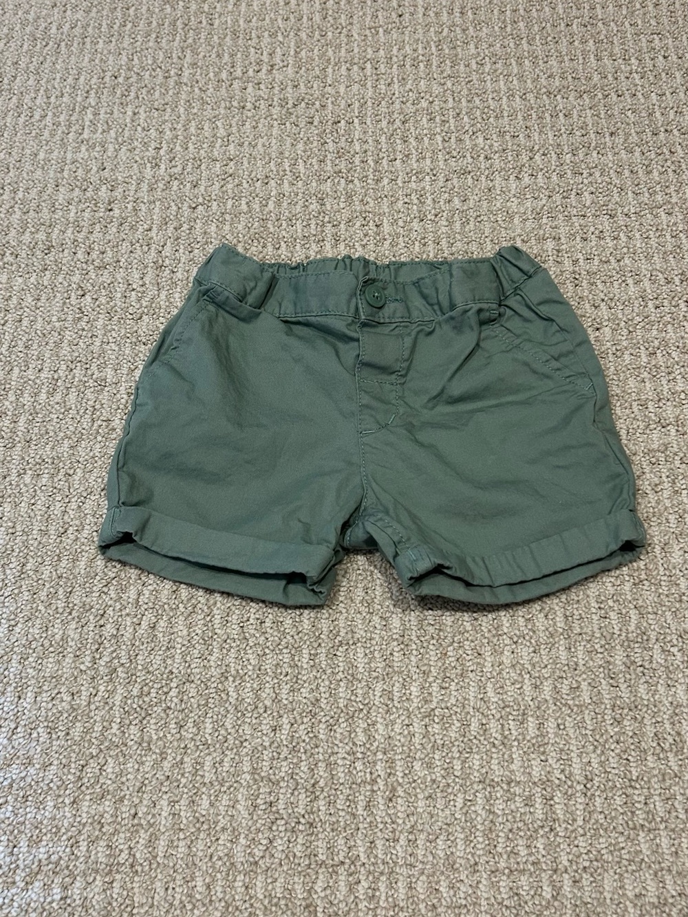 H&M Baby Khaki Green Shorts with Adjustable Elastic Waist Size 12 Months
